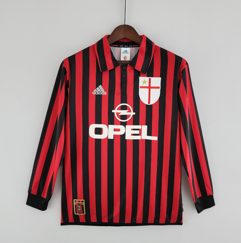 Camisa A.C Milan - Retrô Manga Longa 99/00 (Casa)